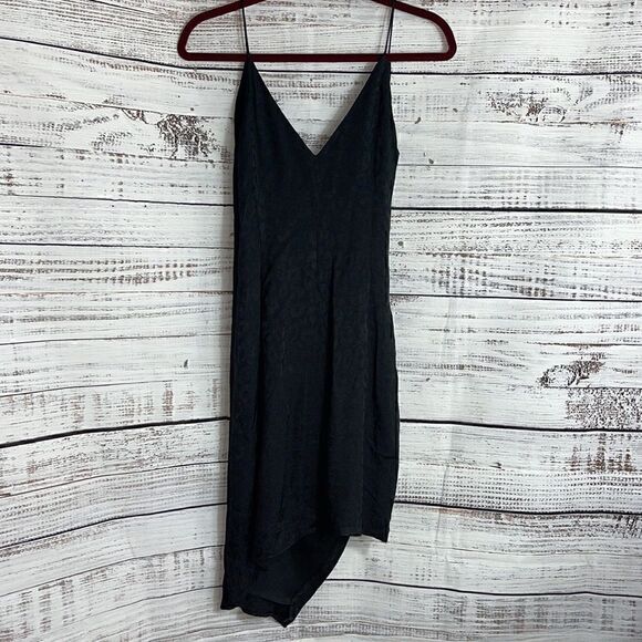 Cushnie X Target Dress womens Size 2 Slip wrap satin leopard Black Asymmetrical - Picture 6 of 10